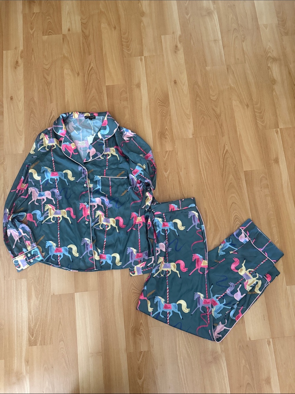 Ladies’ Dark Teal Carousel Horse Pajama Set
